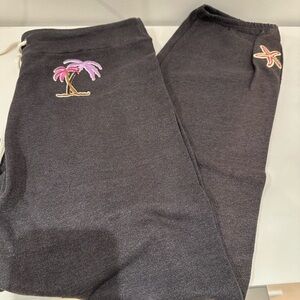 NWT Monrow Gray Sweatpants. Aloha embroidery. 
Wrinkled from being in drawer